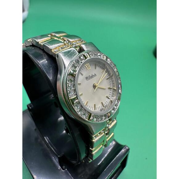 Vintage Dufonte Lucien Piccard Watch Women Gold/Silver Tone W/Rhinestone Bezel main image 12